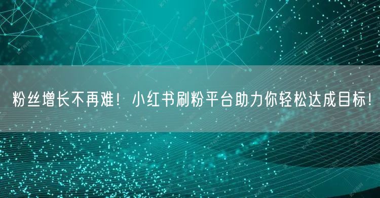 粉丝增长不再难！小红书刷粉平台助力你轻松达成目标！