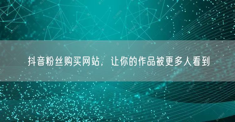 抖音粉丝购买网站，让你的作品被更多人看到